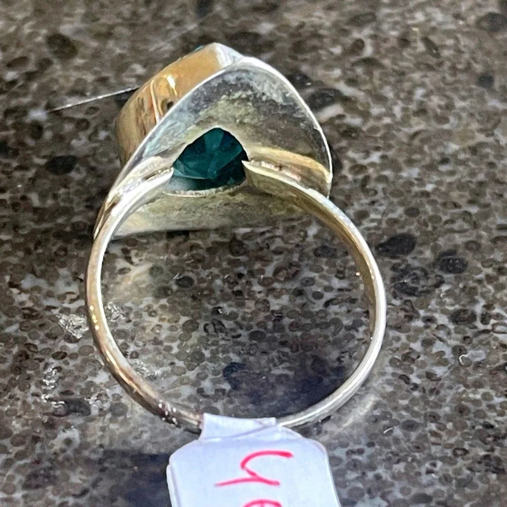 925 Sterling Silver Ring with Large 21.7mm Pear-Cut Blue‎ Gemstone, Size 8